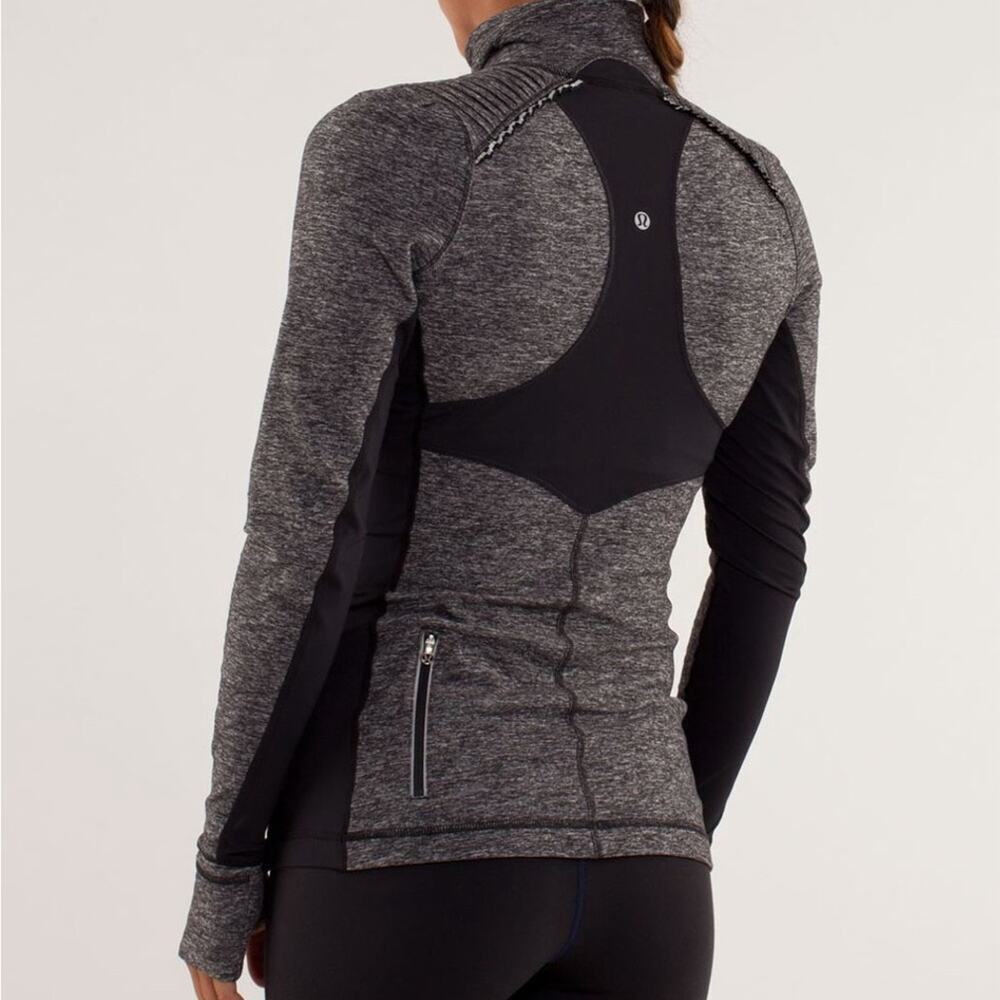 Lululemon Star Runner Pullover Size 10 Stripe Black Gray Heathered 1/4 Zip